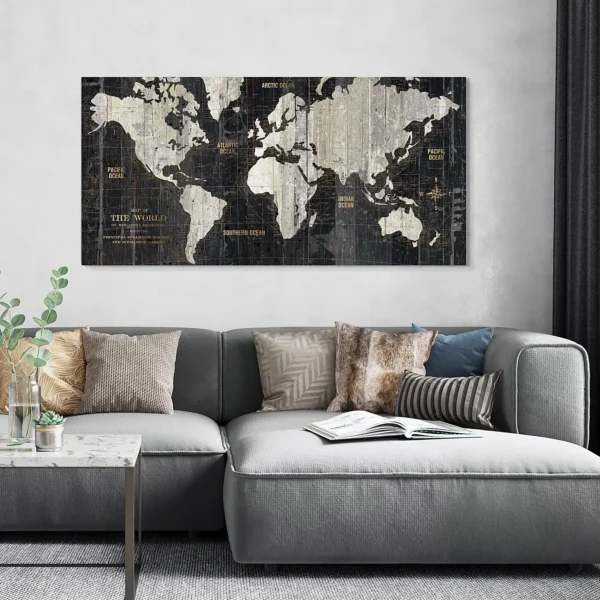 Cedar & Sage World Traveller Map Framed Canvas