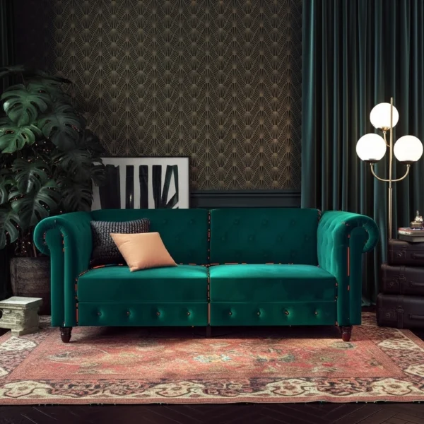 Felix Velvet Chesterfield Double Sofa Bed