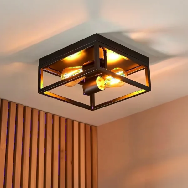 Industrial Bathroom 2 Light Flush Ceiling Light