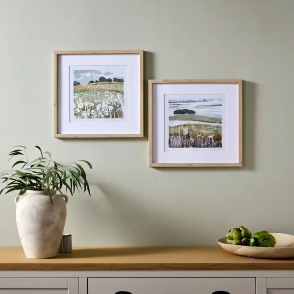 Set of 2 Green Landscape Framed Print Wall Arts