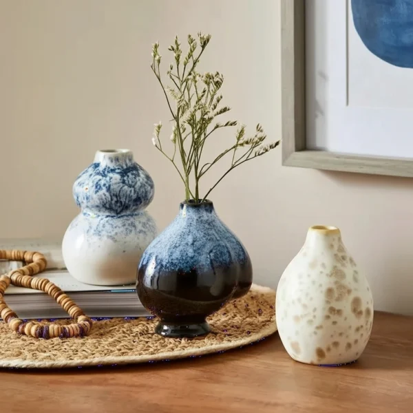 Set of 3 Reactive Glaze Bud Vases